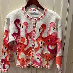 Vintage Flamingo Cotton Blend Cardigan